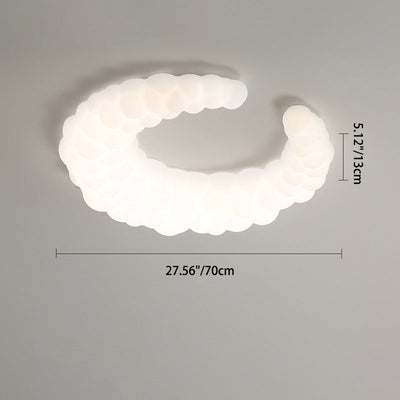 Modern Minimalist Crescent PE Iron LED Flush Mount Ceiling Light For Bedroom