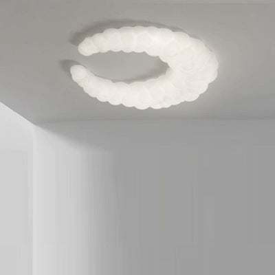 Modern Minimalist Moon Iron Plastic LED Flush Mount Light For Living Room