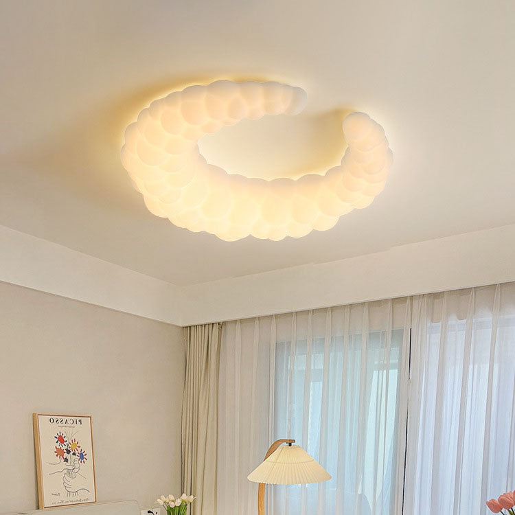 Modern Minimalist Moon Iron PE LED Flush Mount Ceiling Light For Bedroom