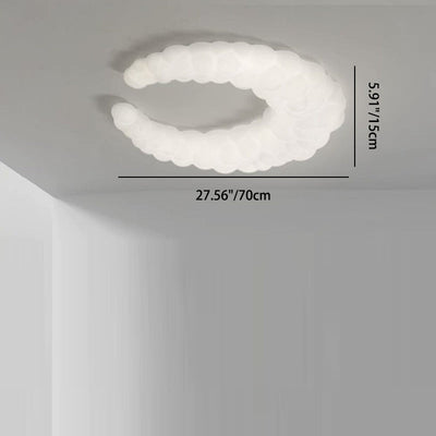 Modern Minimalist Moon Iron Plastic LED Flush Mount Light For Living Room