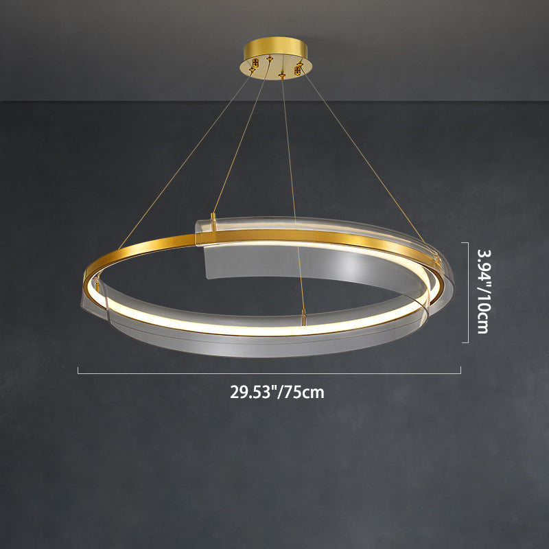 Contemporary Nordic Round Square Tube Metal Acrylic LED Chandelier For Living Room