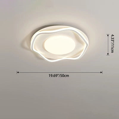 Contemporary Creative Square Round Iron PVC LED Flush Mount Ceiling Light For Living Room