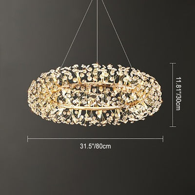 Modern Luxury Crystal Ring Strip 9/12/16/20/28-Light Chandelier For Dining Room