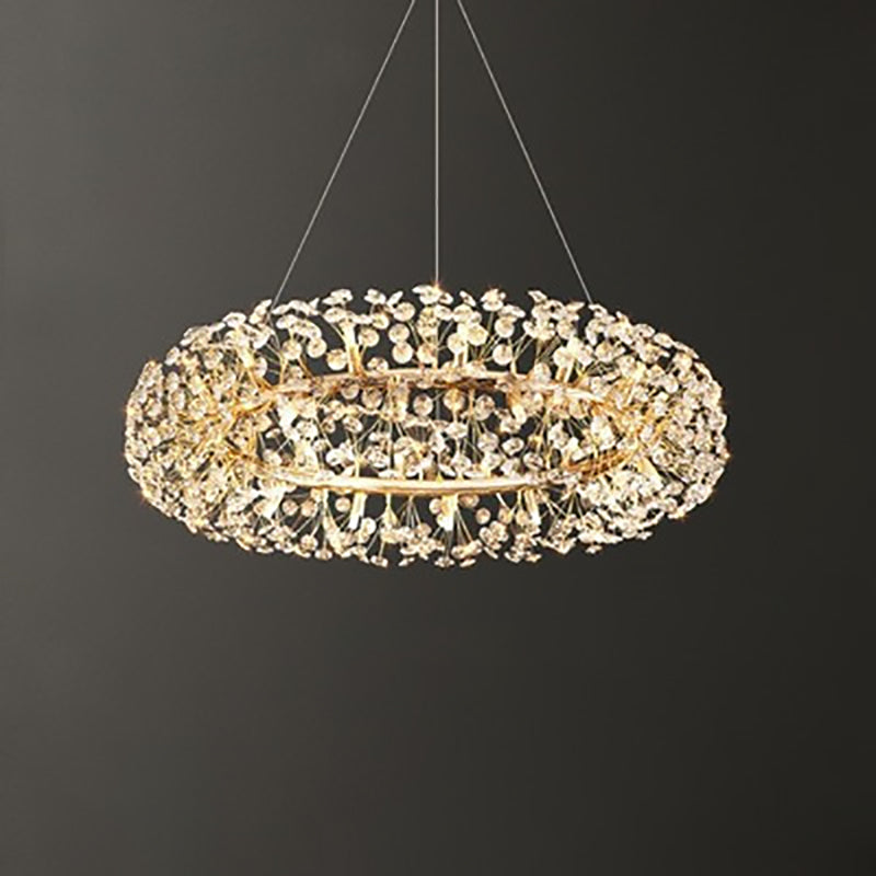 Modern Luxury Crystal Ring Strip 9/12/16/20/28-Light Chandelier For Dining Room