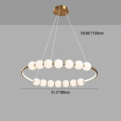 Modern Minimalist Round Aluminum Glass LED Chandelier For Living Room