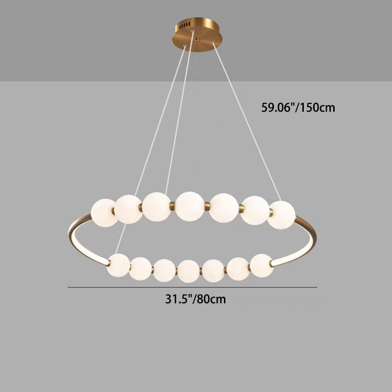 Modern Minimalist Round Aluminum Glass LED Chandelier For Living Room