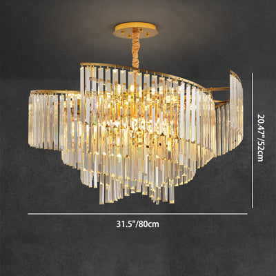 Contemporary Luxury Round Iron Crystal 10/16/24 Light Chandelier For Living Room