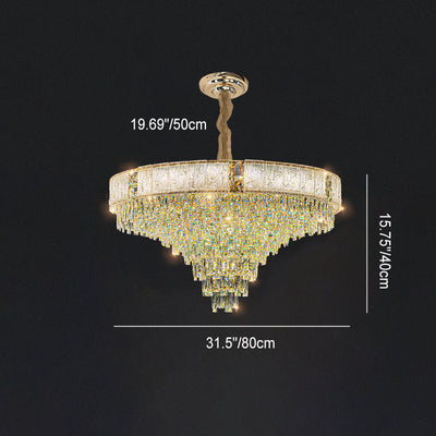 French Luxury Oval Crystal String Hardware 10/11/21-Light Chandelier