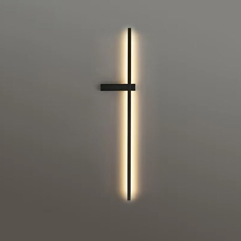 Modern Minimalist Straight Line Silicone Copper LED Wall Sconce Lamp For Living Room