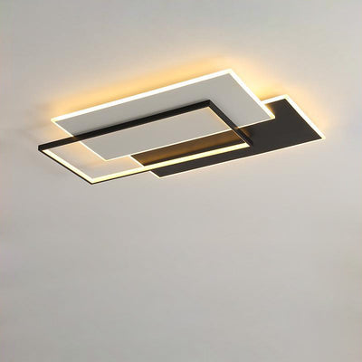 Modern Simplicity Rectangle Acrylic Iron LED Flush Mount Ceiling Light For Living Room