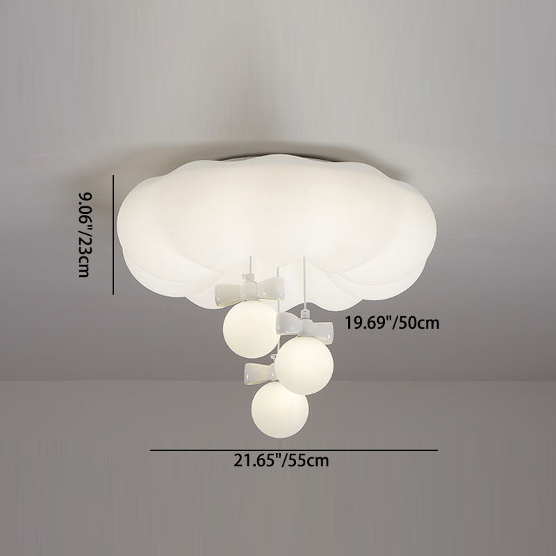 Modern Minimalist Clouds Spherical Bow Iron Plastic LED Flush Mount Ceiling Light For Bedroom