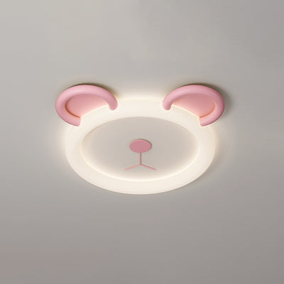 Contemporary Creative Cartoon Panda PE Resin LED Kids Flush Mount Ceiling Light For Bedroom