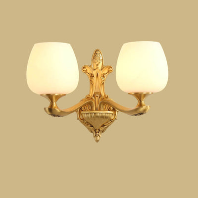 Modern Light Luxury Round Glass Gold-Finished Frame 1/2 Light Wall Sconce Lamp