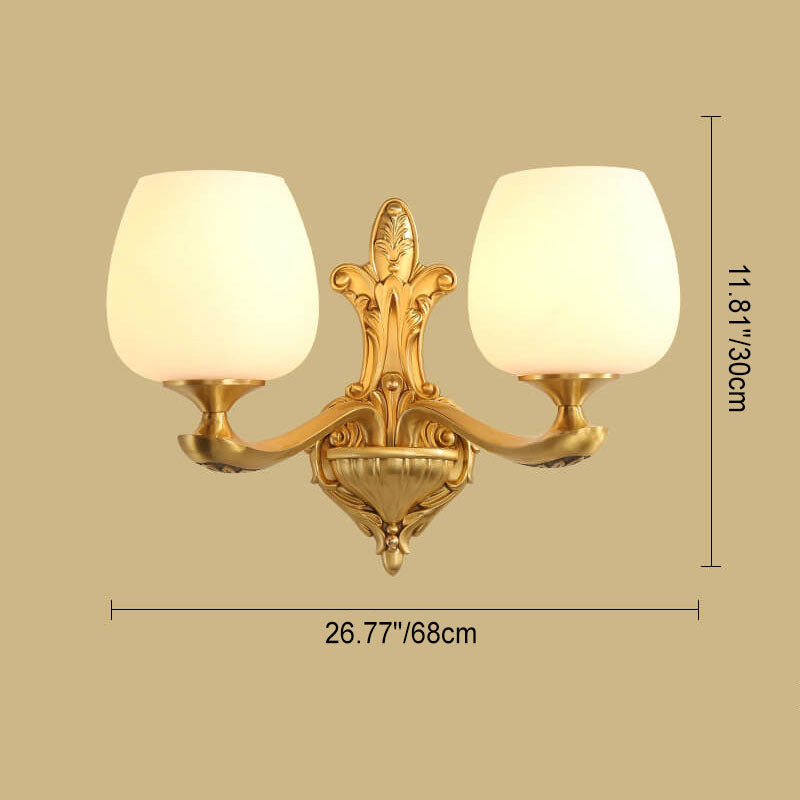 Modern Light Luxury Round Glass Gold-Finished Frame 1/2 Light Wall Sconce Lamp