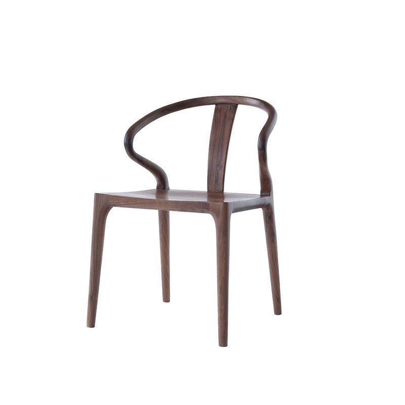 Traditonal Chinese Walnut Square Curved Dining Chair Backrest Armrest For Dininng Room