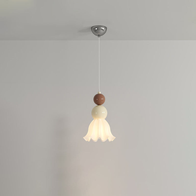 Modern Minimalist Round Gourd Petal Hardware Glass 1-Light Pendant Light For Bedroom