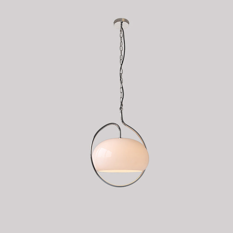 Contemporary Retro Oval Iron Glass 1-Light Pendant Light For Living Room