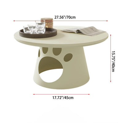 Contemporary Creative Cat's Paw Round Cone Base Faux Plate Iron Coffee Table For Living Room