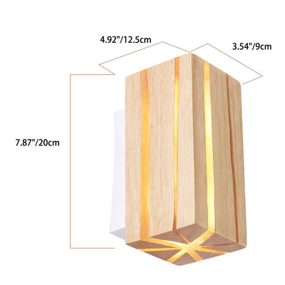 Modern Minimalist Geometric Cuboid Cracked Wood Grain LED Wall Sconce Lamp For Living Room