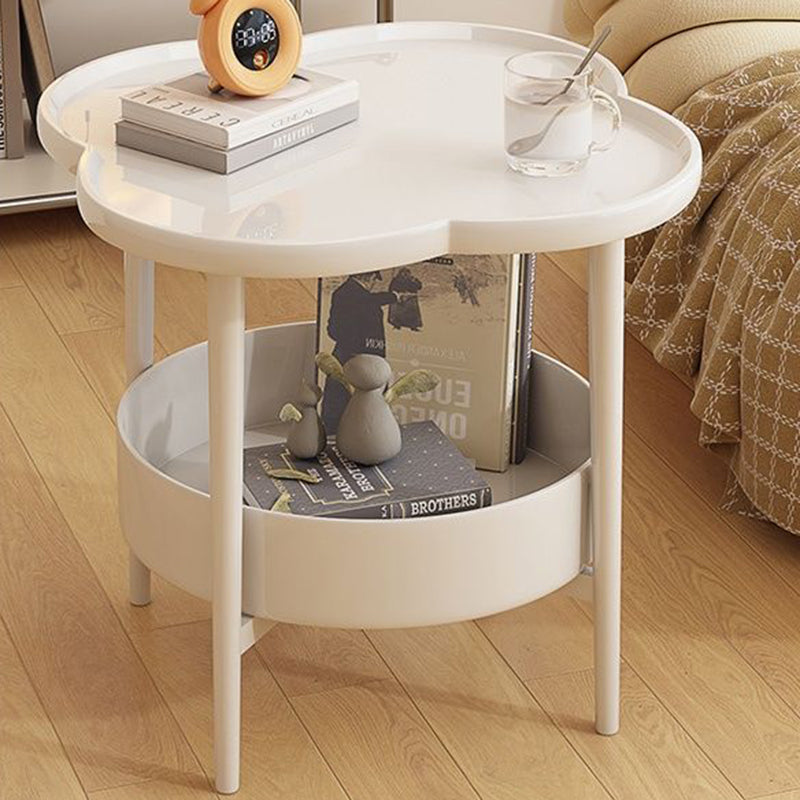 Contemporary Creative Flower Shape Tray Top Side Table 2-Tier Cabinet For Living Room