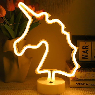 Contemporary Creative Rainbow Unicorn Plastic Acrylic LED Table Lamp For Bedroom