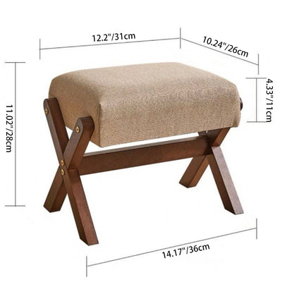 Traditional Chinese Rectangular Wood Fabric Chair Backless Armless For Living Room