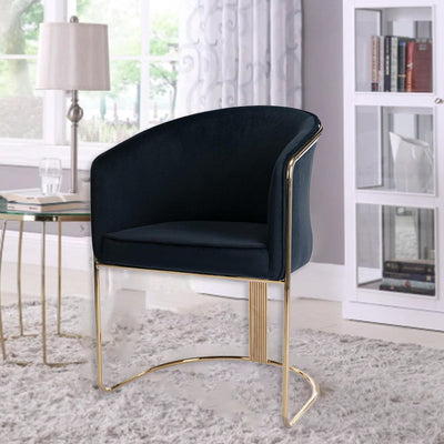 Modern Luxury Half Round Curved Leather Metal Frame Dining Chair Backrest Armrest For Dining Room