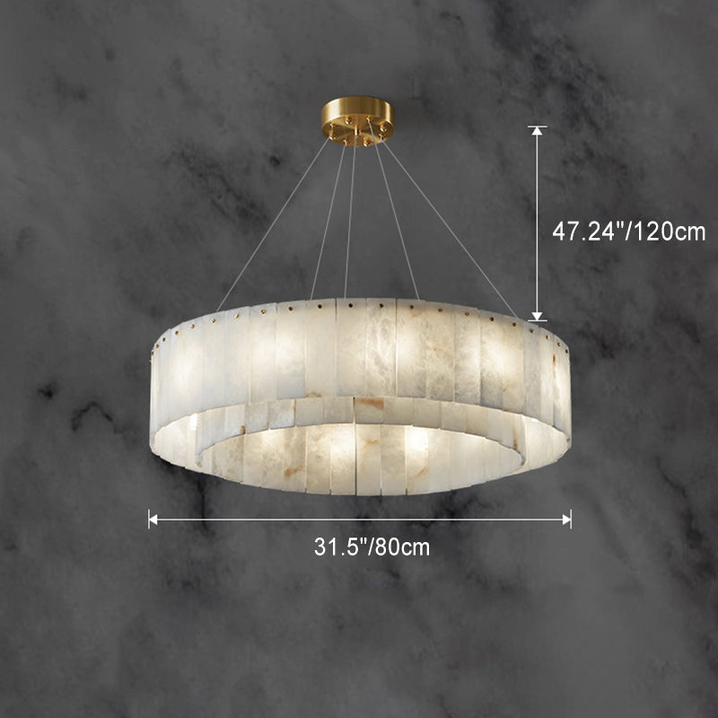 Contemporary Scandinavian Round Copper Stone 8/12/14 Light Chandelier For Living Room