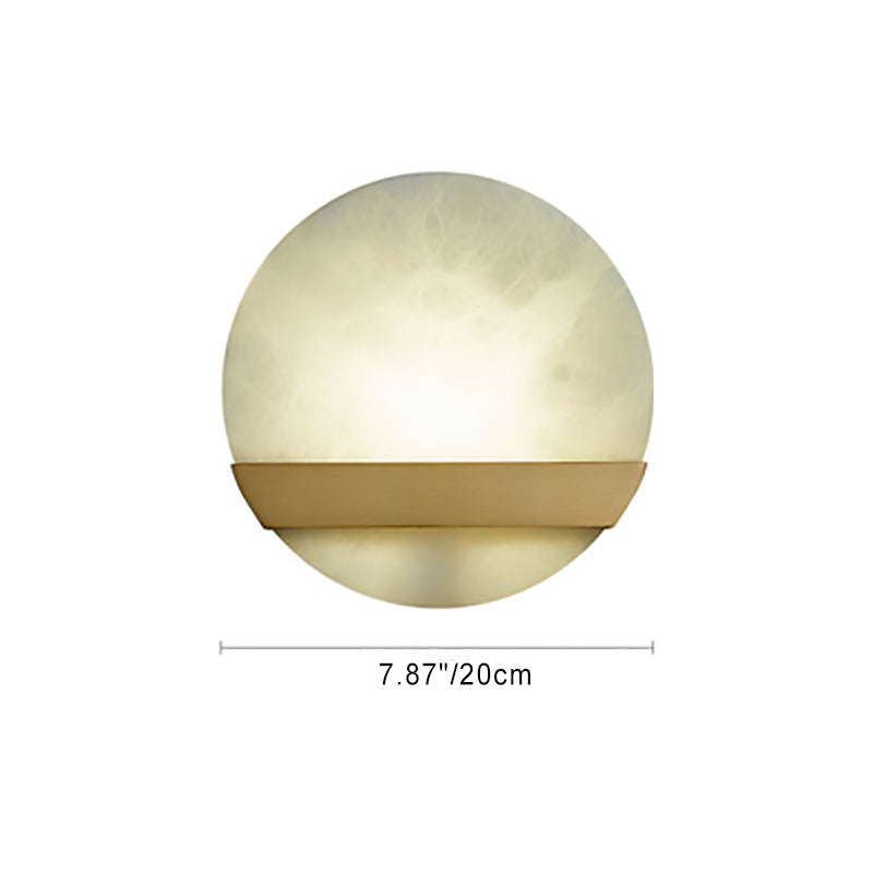 Modern Minimalist Round Copper Marble LED Wall Sconce Lamp For Bedroom