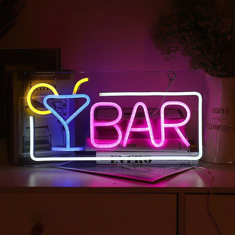 Modern Creative Letters Colorful USB Transparent Back Panel LED Neon Ambient Light