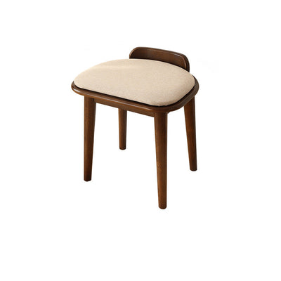 Traditional Japanese Half Arc Square Fabric Wood Vanity Stool Backless Armless For Bedroom