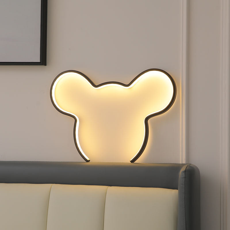 Contemporary Creative Cartoon Mouse Strip Aluminum Silicone LED Wall Sconce Lamp For Bedroom