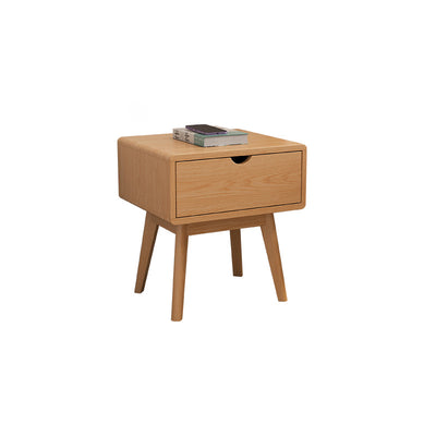 Modern Simplicity Square Cubic Rectangular Rubber Wood Nightstand 1/2 Drawer For Bedside