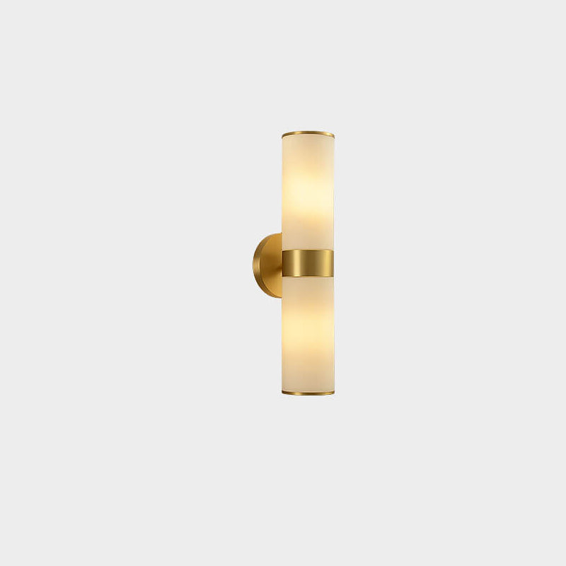 Modern Minimalist Cylindrical Glass All-copper 1/2 Light Wall Sconce Lamp