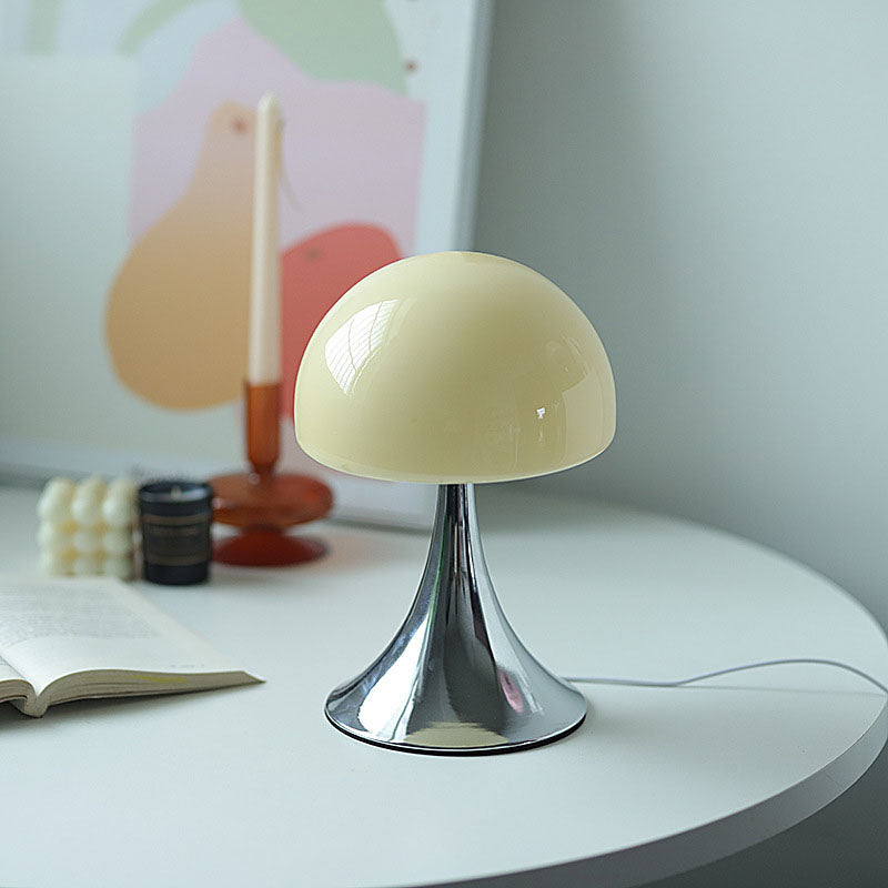 Modern Simplicity Iron Glass Mushroom Dome 1-Light Table Lamp For Bedside