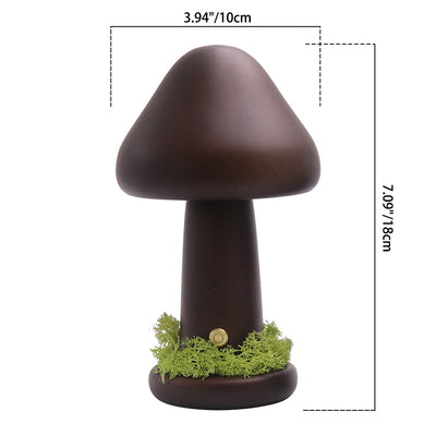 Modern Art Deco Mushroom Round Solid Wood LED Table Lamp For Bedroom