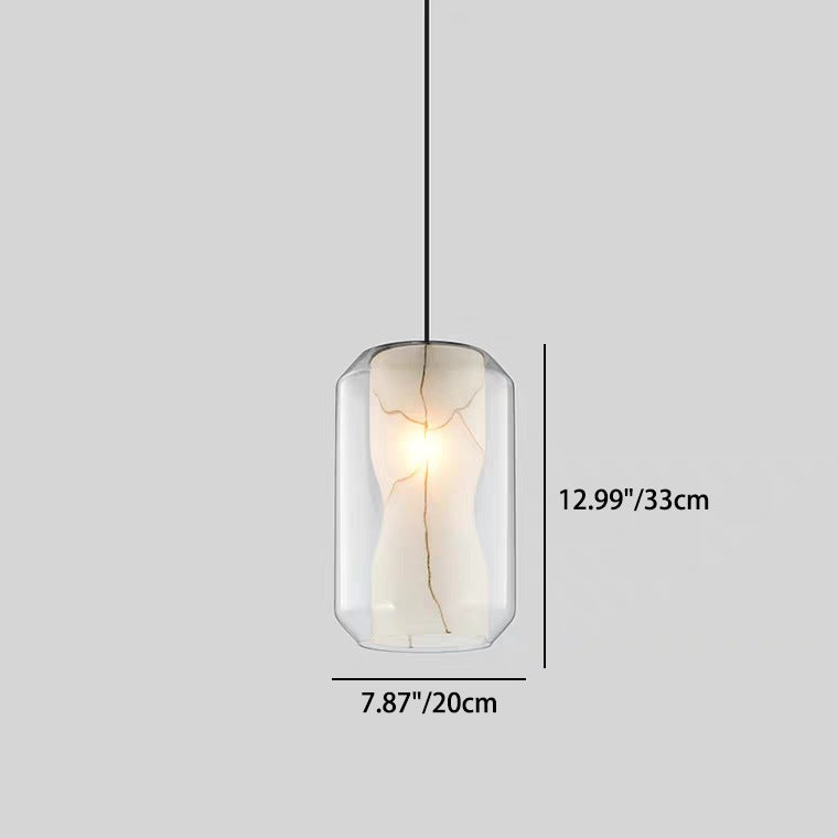 Contemporary Nordic Iron Glass Ball Cylinder 1-Light Pendant Light For Dining Room