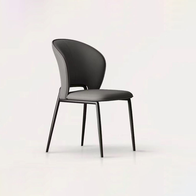 Modern Minimalist Microfiber Leather Carbon Steel Square Curved Dining Chair Backrest For Dining Room