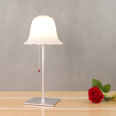 Modern Art Deco Flower Aluminum Glass LED Table Lamp For Bedroom