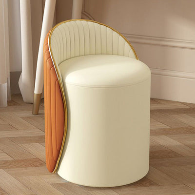 Modern Minimalist Cylinder Iron Leather Vanity Stool Backrest For Bedroom