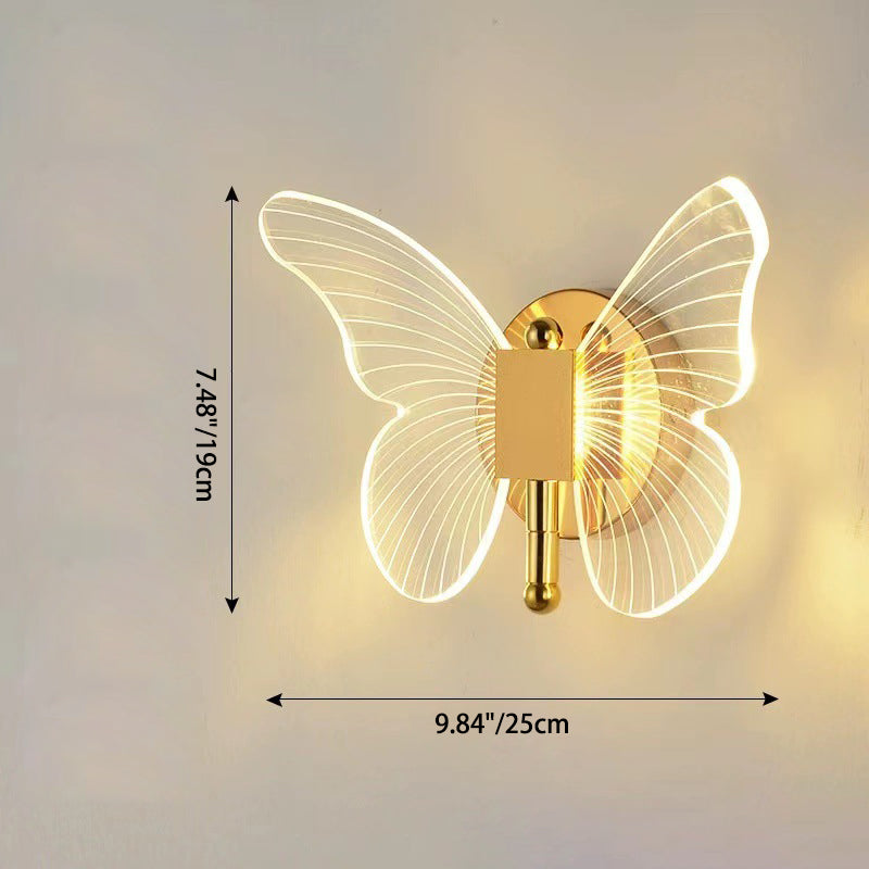 Modern Minimalist Butterfly Metal Acrylic LED Wall Sconce Lamp For Bedroom