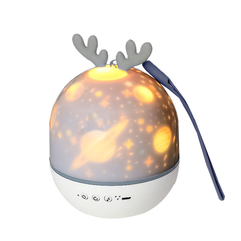 Contemporary Creative Kids Projectable Round Rabbit Deer ABS LED Table Lamp For Bedroom