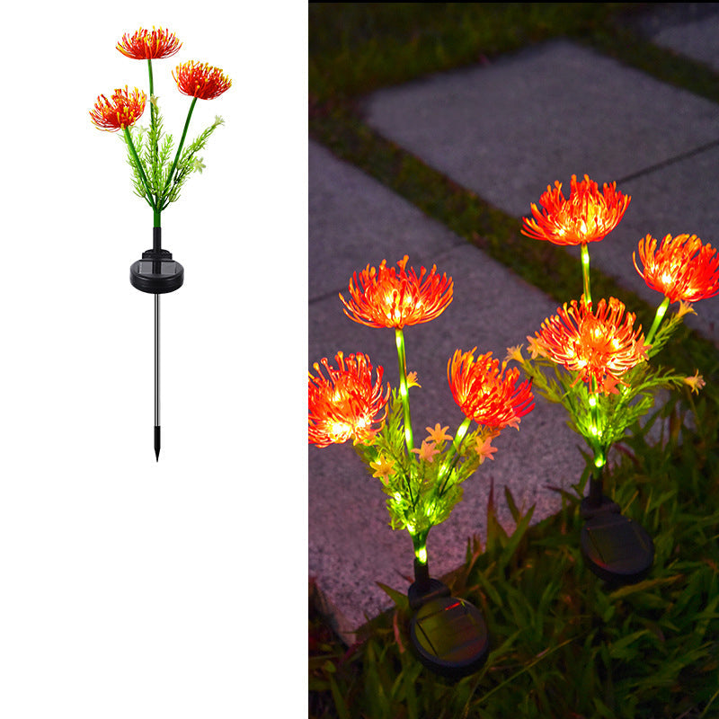 Modern Art Deco Waterproof Solar Plastic Stainless Steel ABS Simulated Flower LED Landscape Light For Garden