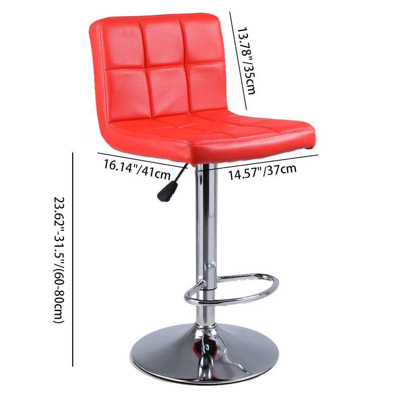 Contemporary Simplicity Square Leather Adjustable Swivel Bar Stool Backrest Footrest For Dining Room