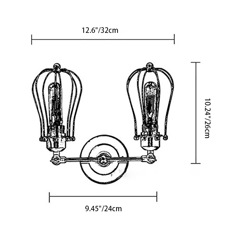 Contemporary Industrial Iron Frame 1/2-Light Wall Sconce Lamp For Living Room