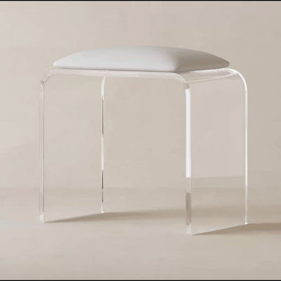 Modern Minimalist Rectangular Acrylic Leather Vanity Stool For Bedroom