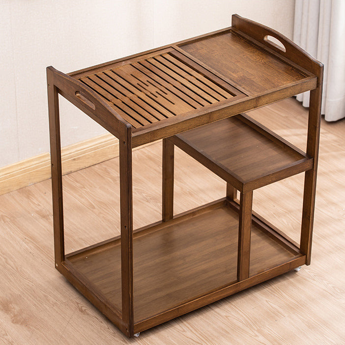 Modern Minimalist Rectangle Solid Wood End Table 3-Tier For Living Room