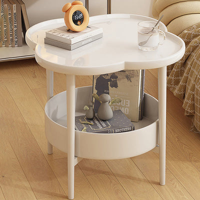 Modern Simplicity Four-Leaf Clover Round PP End Table 2-Tier For Living Room