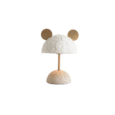 Nordic Creative Mouse Plush Shade Terrazzo Hardware Base 1-Light Table Lamp