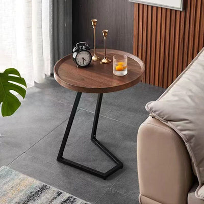 Modern Simplicity Round MDF Iron End Table Movable For Living Room